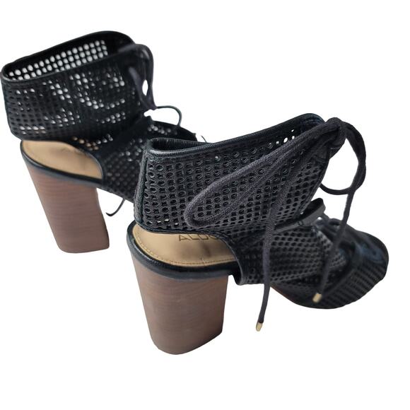 Aldo Alicya Perforated Lace Up Open Toe Block Heel Sandal, Size 8, EUC - Picture 11 of 11